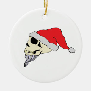 Santa Skull Christmas Tree Ornament Round Red