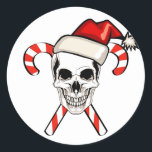 Santa Skull Classic Round Sticker<br><div class="desc">For a slightly different take on Christmas,  try our Skull and Crossed Candy Canes design. Perfect for the bad boy (or girl) this holiday season,  this skull wearing a Santa hat is sure to turn heads.</div>