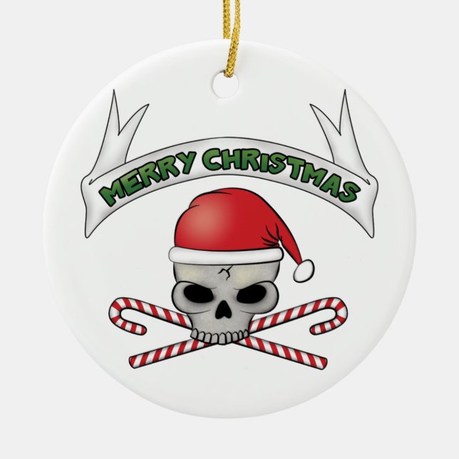Santa Skull & Crossbones Christmas Ornament (Front)