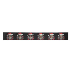 Santa Skull Gift Ribbon (Black) Satin Ribbon