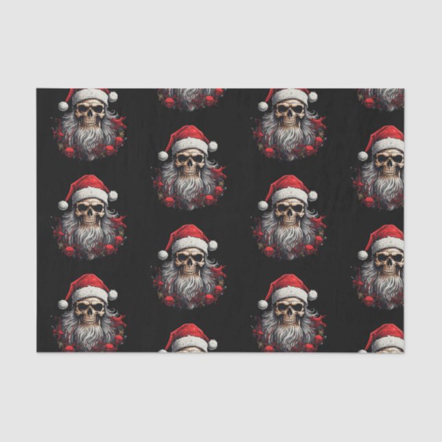 Santa Skull Gift Tissue (Black) Paper (Front)