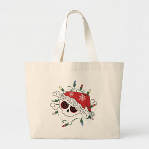 Santa Skull Large Tote Bag