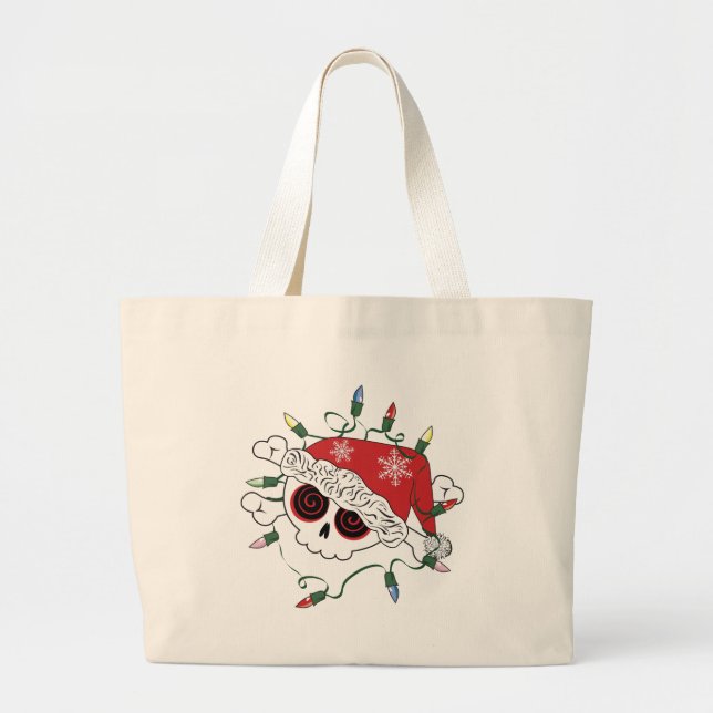 Santa Skull Large Tote Bag (Front)