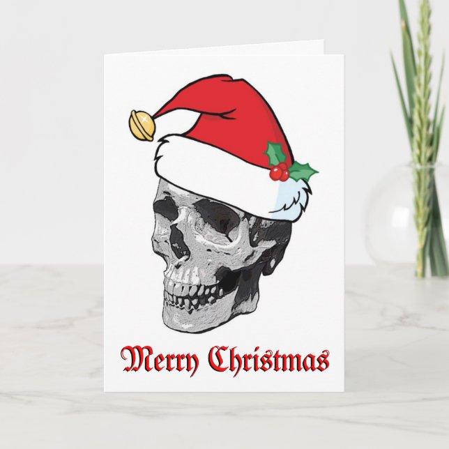 Santa Skull Merry Christmas Card (Front)
