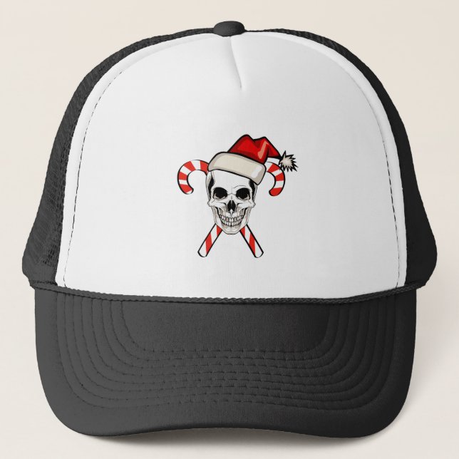 Santa Skull Trucker Hat (Front)