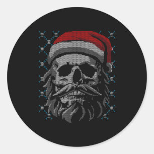Santa Skull Ugly Christmas Santa Lover Y Christmas Classic Round Sticker