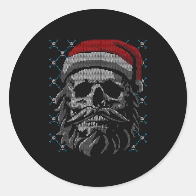 Santa Skull Ugly Christmas Santa Lover Y Christmas Classic Round Sticker (Front)