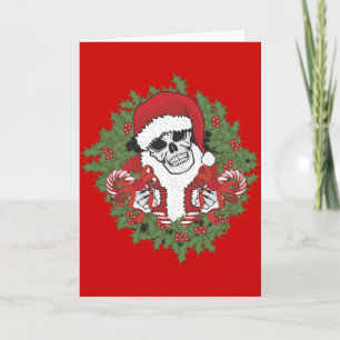 Santa Skull with Wreath Holiday Card