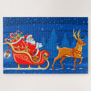 Santa,  Sled  and Reindeer Jigsaw Puzzle