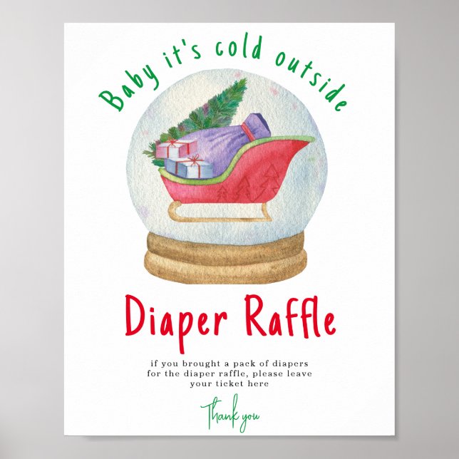 Santa sled - Diaper Raffle game Poster (Front)