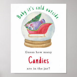 Santa sled - guess how many candies game poster