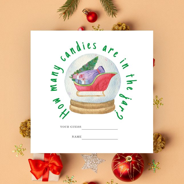 Santa sled - How many candies baby shower game Enclosure Card (Creator Uploaded)