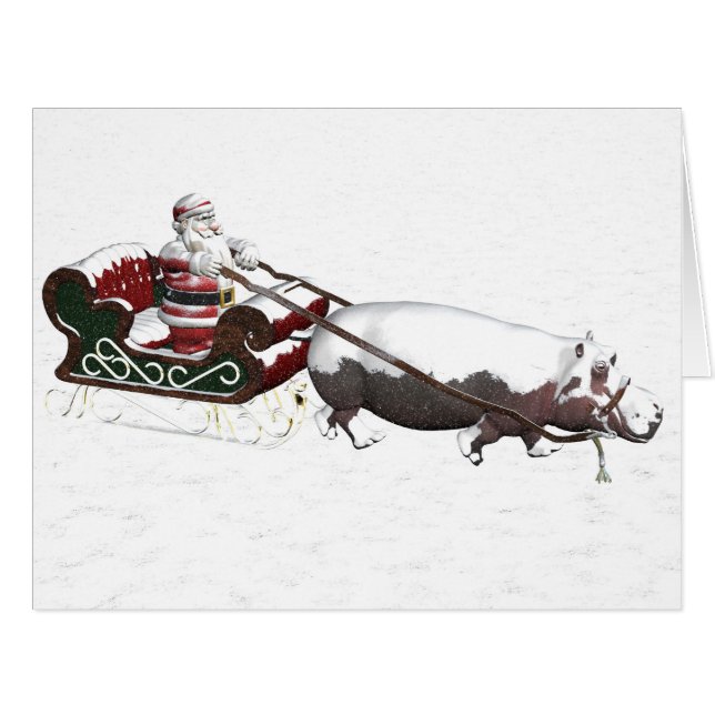 Santa Sled Pulled By Hippopotamus (Front Horizontal)