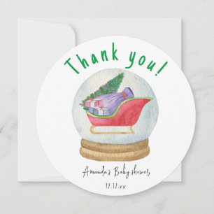 Santa sled - thank you baby shower  card