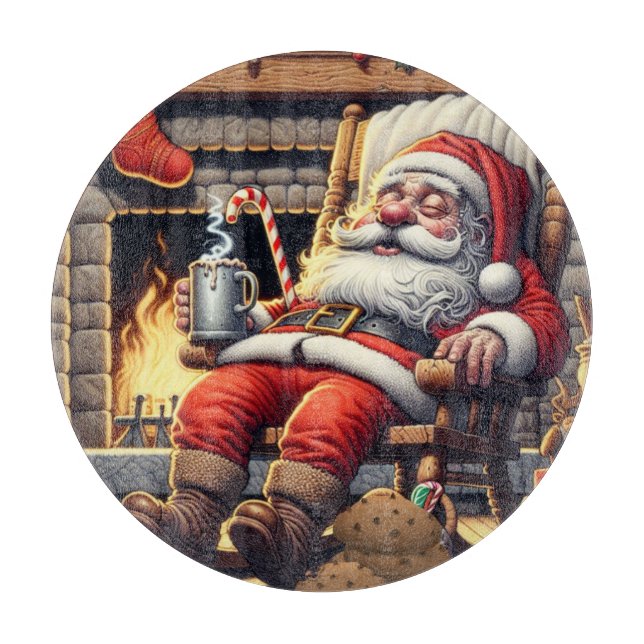 Santa sleeping Christmas Cutting Board (Front)