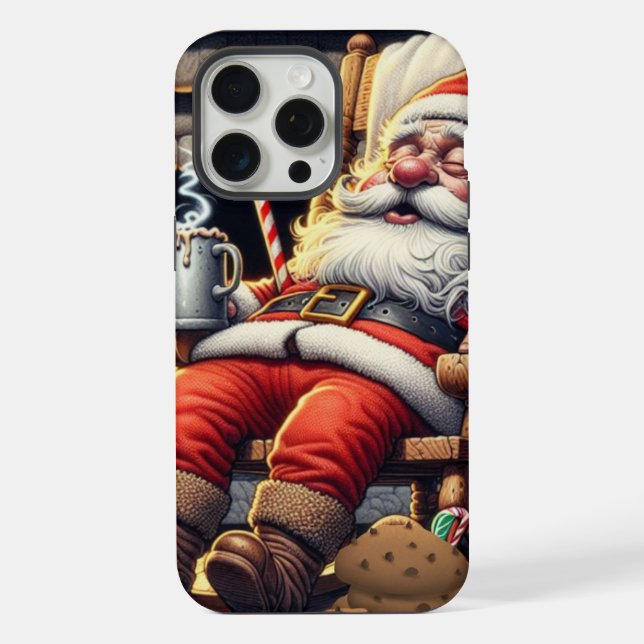 Santa sleeping Christmas iPhone Case (Back)