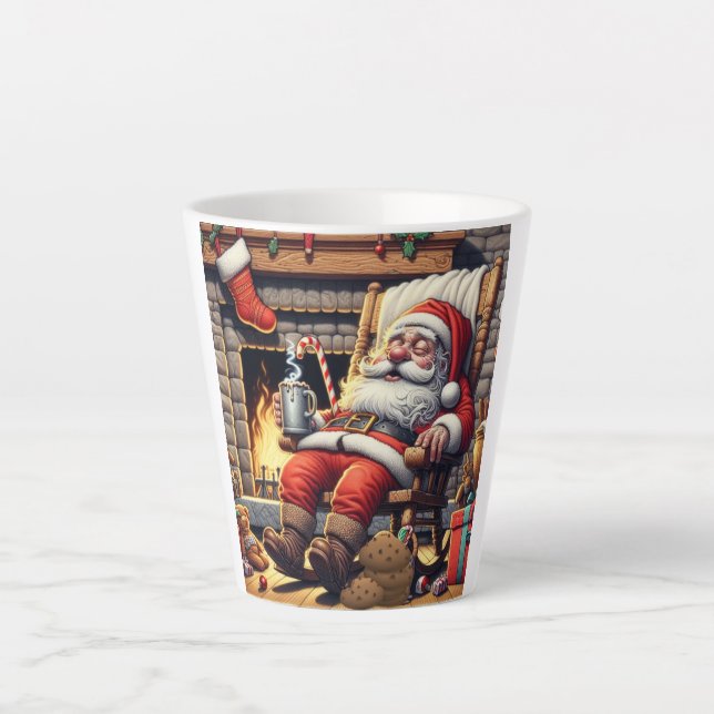 Santa sleeping Christmas Latte Mug (Front)
