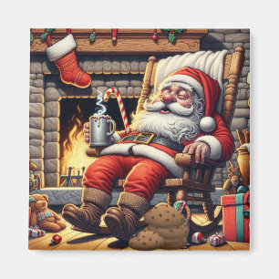 Santa sleeping Christmas Magnet
