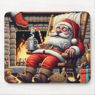 Santa sleeping Christmas Mouse Pad