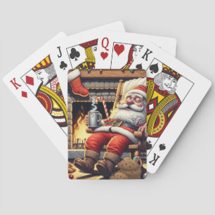 Santa sleeping Christmas Playing Cards