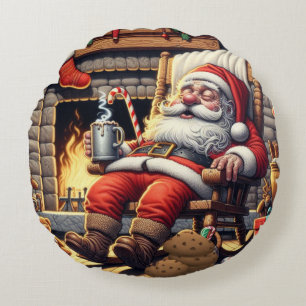 Santa sleeping Christmas Round Cushion