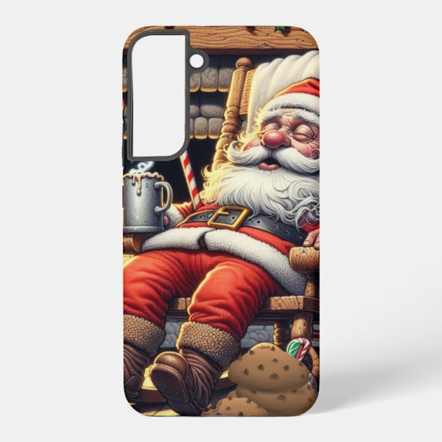 Santa sleeping Christmas Samsung Galaxy S22+ Case (Back)