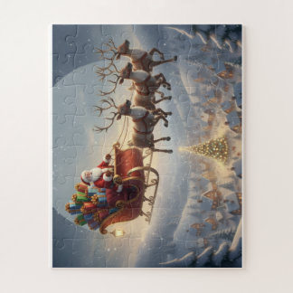 Santa Sleigh, 3D Christmas, Winter Village, Kids Jigsaw Puzzle