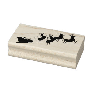 santa sleigh and deer art stamp