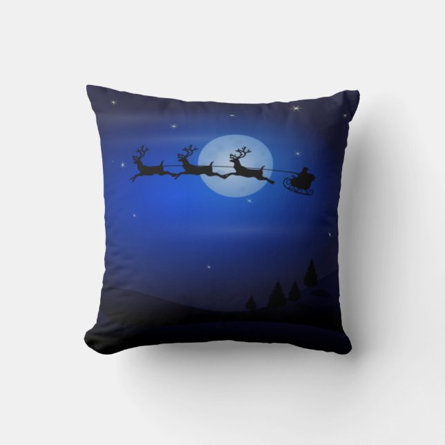 Santa Sleigh and Reindeer Flying Cushion (Front)