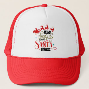 Santa Sleigh And Reindeer Funny Christmas  Trucker Hat