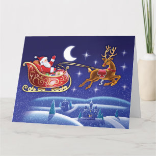 Santa & Sleigh atmospheric Christmas card