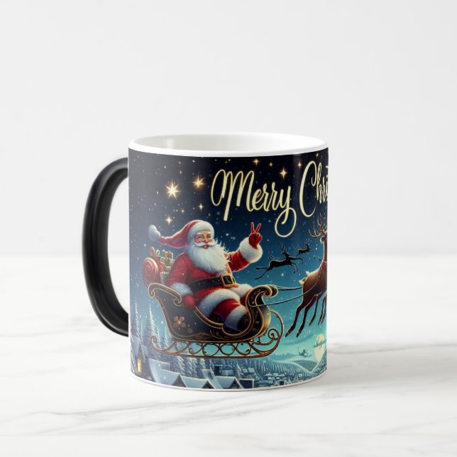 Santa Sleigh Christmas Mug Design (Front Left)