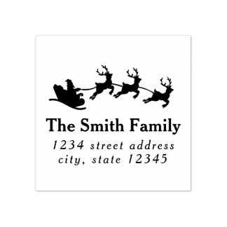 Santa Sleigh Christmas Return Address Rubber Stamp