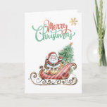 Santa Sleigh Christmas Tree Folded Greeting Card<br><div class="desc">Santa Claus in his sleigh Wishing You a Merry Christmas</div>