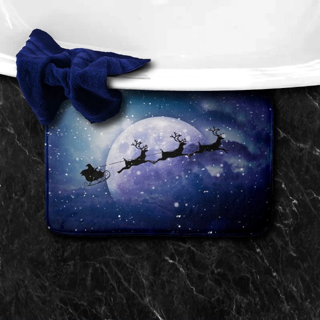 Santa Sleigh | Fantasy Galaxy Christmas Night Sky Bath Mat (Creator Uploaded)
