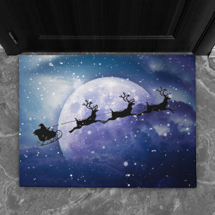 Santa Sleigh   Fantasy Galaxy Christmas Night Sky Doormat