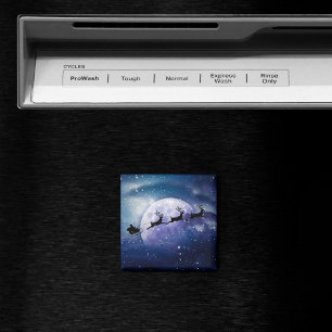 Santa Sleigh Fantasy Galaxy Christmas Night Sky Magnet