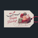Santa Sleigh Gifts Presents Gift Tags<br><div class="desc">This classic Christmas holiday gift tag features a Santa Claus sleigh with gifts/presents. The reverse side features a burgundy red background with tree patterns. Personalise it for your needs. You can find matching products at my store.</div>