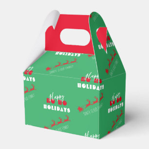 Santa Sleigh Holiday Green Favor Box