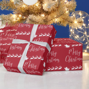 Santa Sleigh Merry Christmas Wrapping Paper