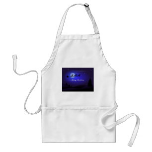 Santa Sleigh Moon Merry Christmas Standard Apron