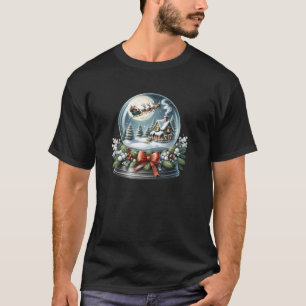 Santa Sleigh Over Cozy Snow Globe Scene Pullover 