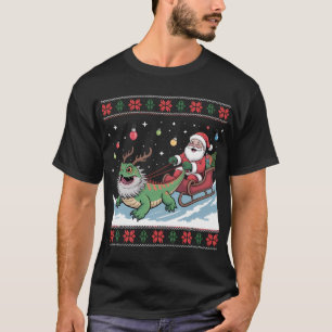 Santa Sleigh Pulled by Antlered Dragon T-Shirt