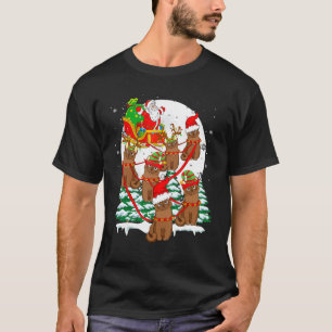 Santa Sleigh Reindeer Burmese Cats Xmas Cat Owner T-Shirt