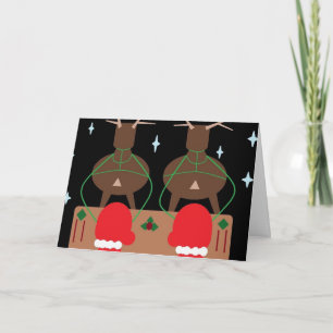 SANTA SLEIGH & REINDEER CHRISTMAS CARD