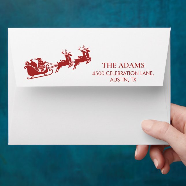 Santa Sleigh & Reindeer Christmas  Envelope (Hand)