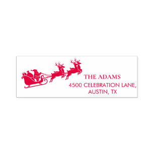 Santa Sleigh & Reindeer Christmas Return Address Self-inking Stamp