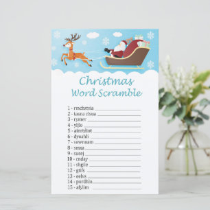 Santa sleigh reindeer christmas word scramble game