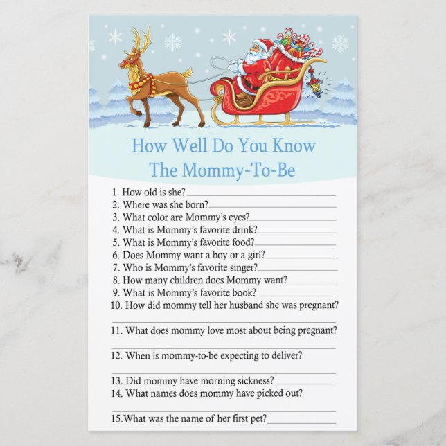 Santa Sleigh Reindeer how well do you know game (Front)