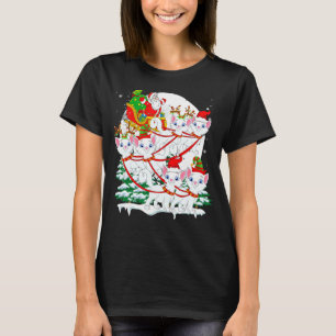 Santa Sleigh Reindeer Turkish Angora Cats Xmas Cat T-Shirt